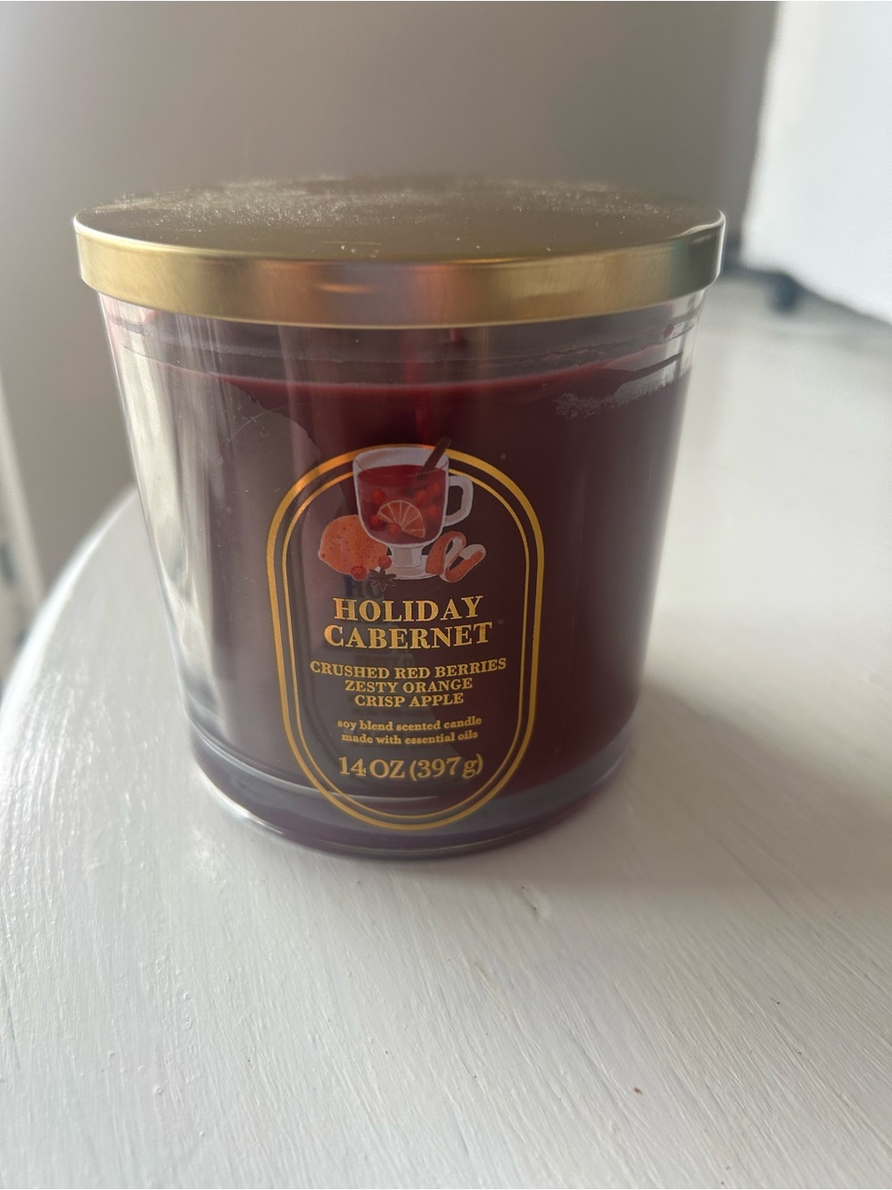 Sonoma Holiday Cabernet Jar Candle - Red with Gold Lid